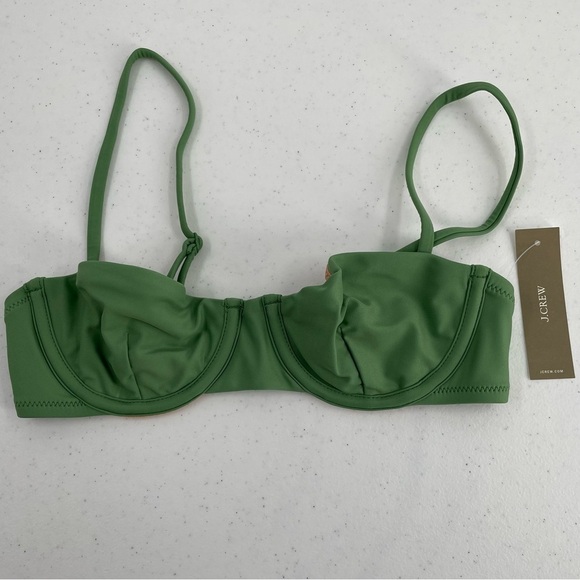 NWT J Crew Balconette Underwire Bikini Top Sage Green Size 32A Beach Swim - Picture 2 of 10
